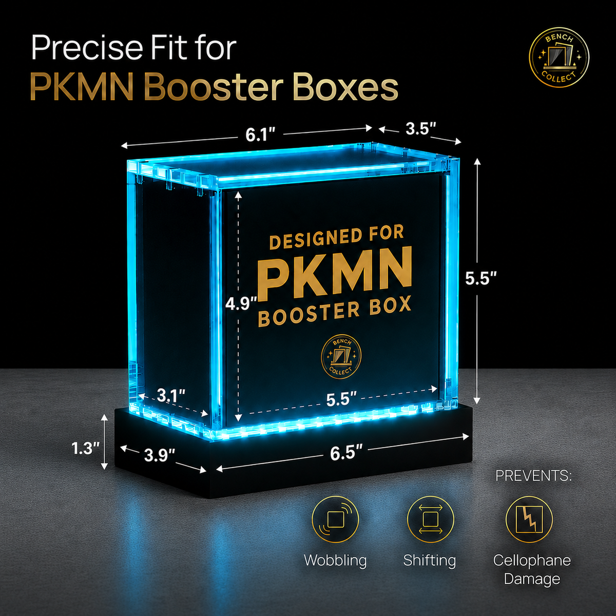 Pokemon Booster Box Display Case with LED Pedestal